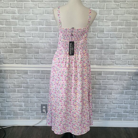 Scarlett Darkness Corset Waist Smocked Back Floral Maxi Dress Cottage NEW 2XL - Picture 3 of 8